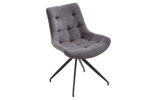 Chaise de salle à manger sans accoudoirs Gris en tissu Similicuir Métal