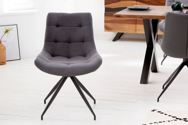 Chaise de salle à manger sans accoudoirs Gris en tissu Similicuir Métal