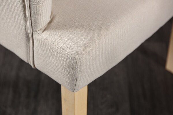 Chaise de salle à manger Beige Tissu Bois Chesterfield avec accoudoirs