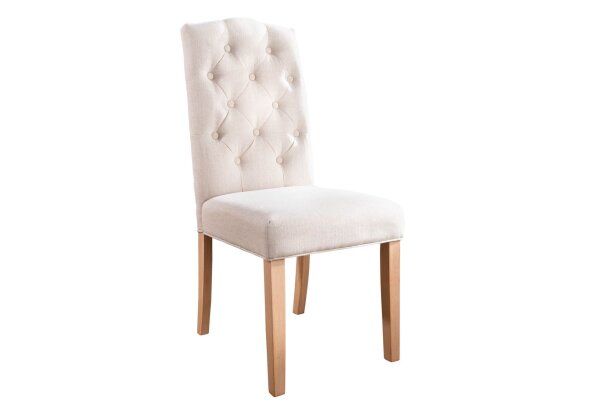 Chaise de salle à manger Beige Tissu Bois sans accoudoirs Chesterfield