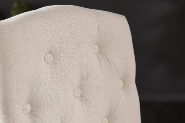 Chaise de salle à manger Beige Tissu Bois sans accoudoirs Chesterfield