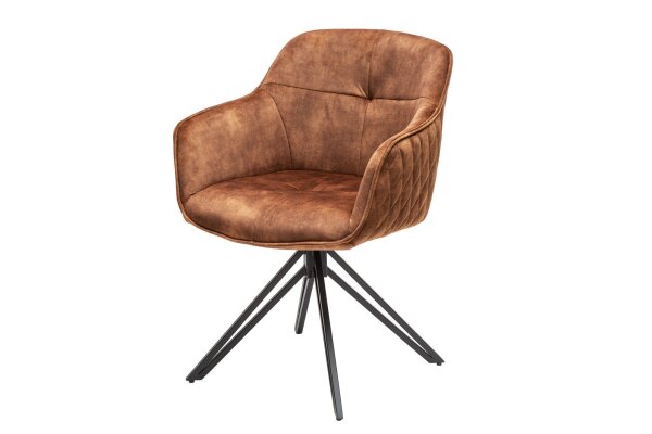 Drehstuhl Samt Metall in Braun Schwarz B: 58 cm mit Lehne