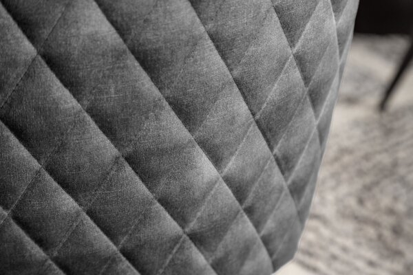 Chaise de bureau avec accoudoirs sans roulettes velours métal gris noir