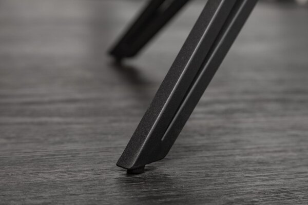Chaise de bureau avec accoudoirs sans roulettes velours métal gris noir