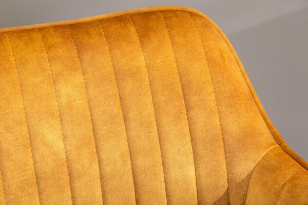 Chaise de bureau réglable en hauteur Jaune Noir Velours Métal