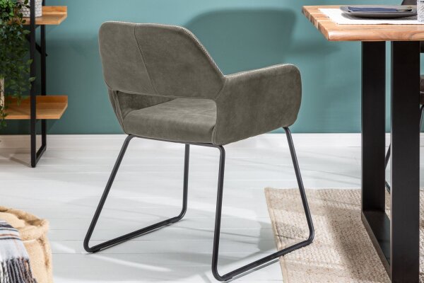 Chaise de salle à manger Taupe Noir Bauhaus Tissu Métal LILLE