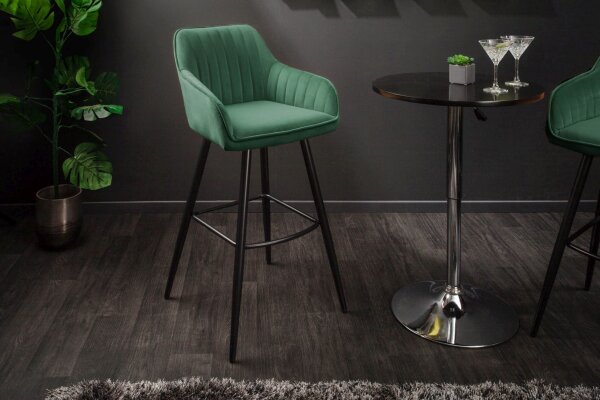 Chaise de bar avec dossier velours métal vert noir