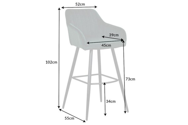 Chaise de bar avec dossier velours métal vert noir