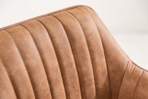 Chaise de comptoir avec dossier Tissu Métal marron noir