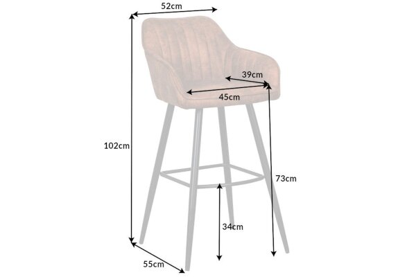 Chaise de comptoir avec dossier Tissu Métal marron noir