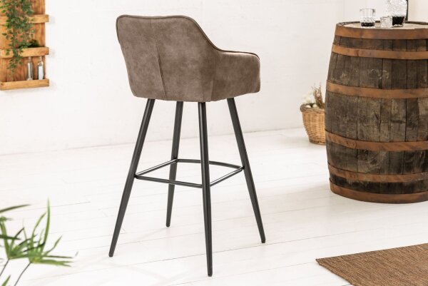 Barhocker mit Lehne Stoff Metall in Taupe Schwarz Modern