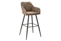 Tabouret de bar avec dossier Tissu M&eacute;tal Taupe...