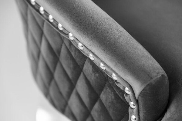 Esszimmerstuhl Grau Silber aus Samt Edelstahl Chesterfield