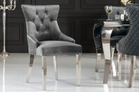 Chaise de salle à manger Gris Argent en velours...