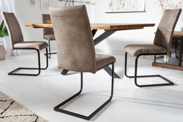 Chaise à bascule sans accoudoirs Taupe Noir Tissu Métal