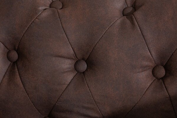 Fauteuil Chesterfield brun antique L : 110 cm en tissu bois