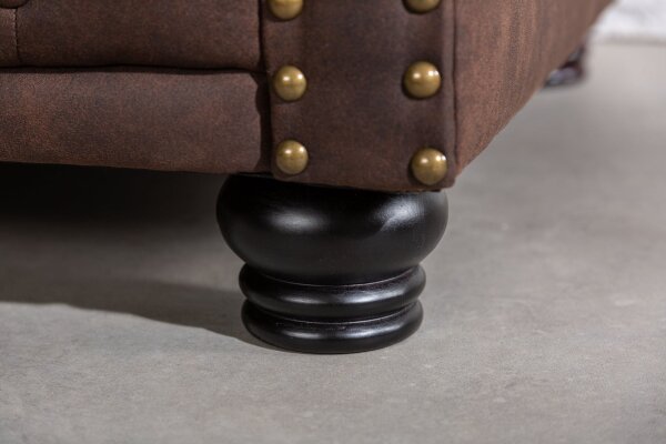 Fauteuil Chesterfield brun antique L : 110 cm en tissu bois