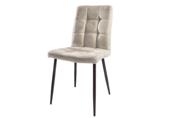 Chaise de salle à manger sans accoudoirs Tissu Métal Gris Noir