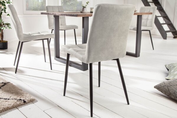 Chaise de salle à manger sans accoudoirs Tissu Métal Gris Noir