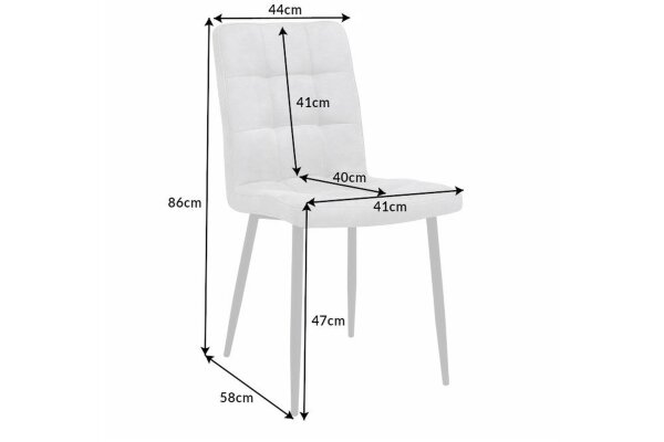 Chaise de salle à manger sans accoudoirs Tissu Métal Gris Noir