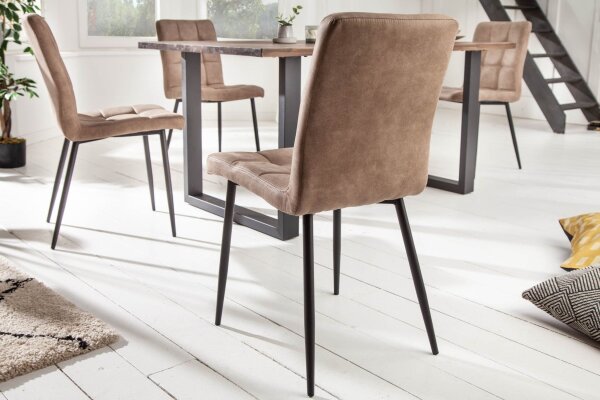 Chaise de salle à manger Taupe Noir sans accoudoirs Tissu Moderne