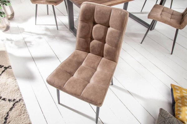 Chaise de salle à manger Taupe Noir sans accoudoirs Tissu Moderne