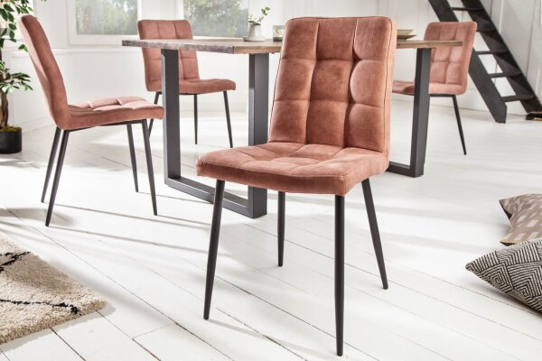 Chaise de salle à manger Tissu Métal Marron Noir sans accoudoirs