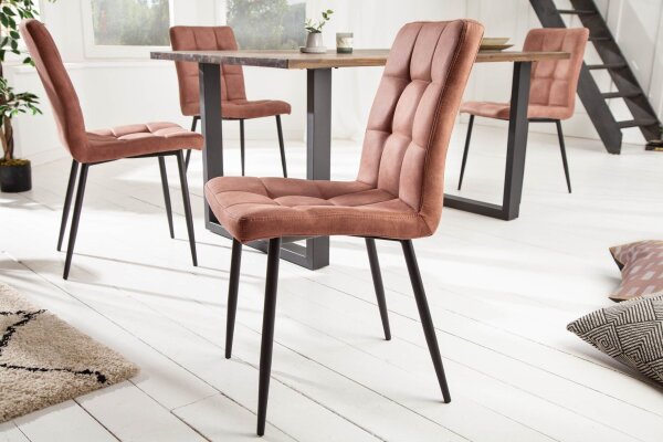 Chaise de salle à manger Tissu Métal Marron Noir sans accoudoirs