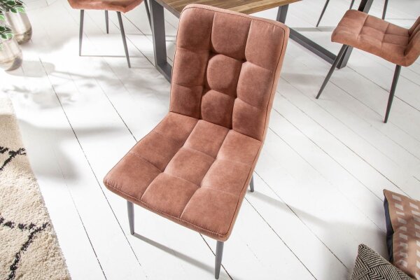 Chaise de salle à manger Tissu Métal Marron Noir sans accoudoirs