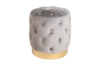 Sitzhocker Grau Gold klein &Oslash; 37 cm H: 38 cm aus Samt Metall