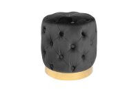 Sitzhocker Schwarz Gold aus Samt Metall &Oslash; 37 cm klein
