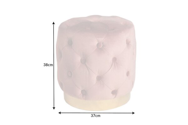 Sitzhocker Rosa Gold aus Samt Metall Ø 37 cm H: 38 cm klein
