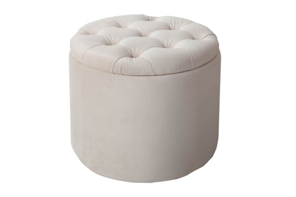 Sitzhocker mit Stauraum Ø 50 cm Beige aus Samt Metall