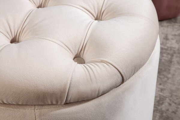Sitzhocker mit Stauraum Ø 50 cm Beige aus Samt Metall