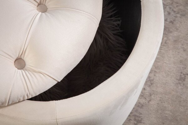 Sitzhocker mit Stauraum Ø 50 cm Beige aus Samt Metall