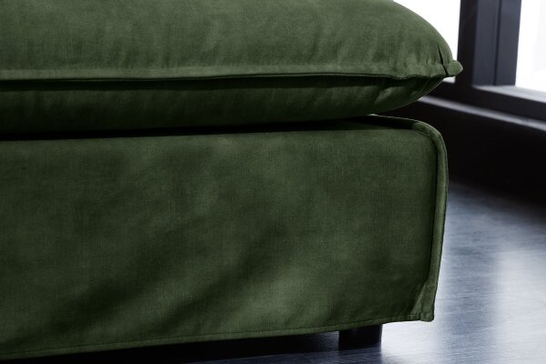 Pouf en velours bois vert 100 cm de large housse lavable