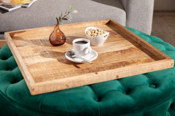 Tablett Mangoholz mit erhöhtem Rand 50 cm Handarbeit