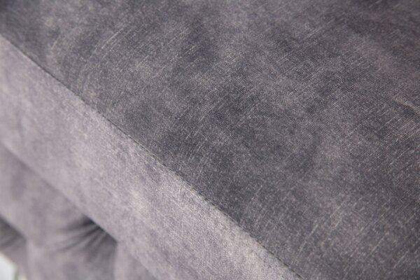 Pouf velours métal Chesterfield gris argenté L : 92 cm
