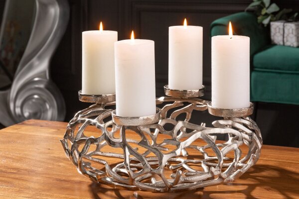 Chandelier rond Ø 38 cm fait main en argent GARONNE