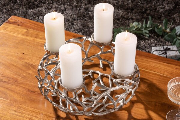 Chandelier rond Ø 38 cm fait main en argent GARONNE