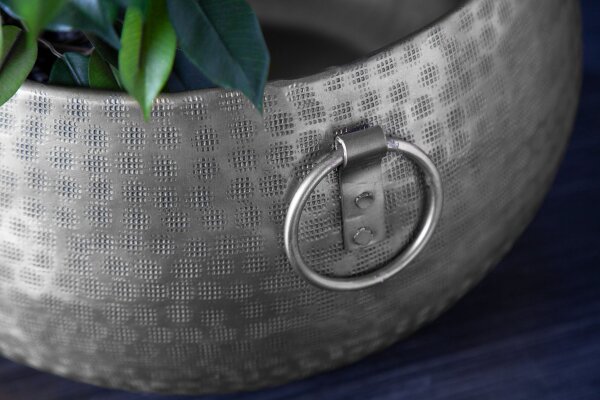 Übertopf 2er Set Metall Handarbeit Hammerschlag in Silber