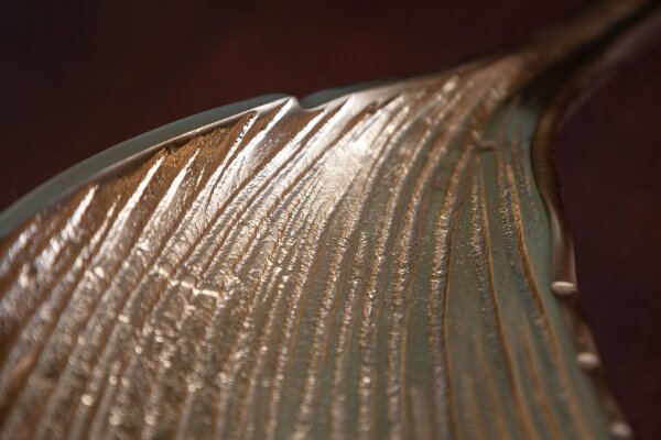 Dekoschale Metall Handarbeit 64 cm lang in Gold Blatt Design