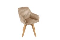 Chaise pivotante velours bois sans roulettes crème...