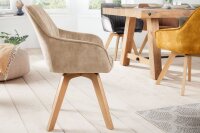 Chaise pivotante velours bois sans roulettes crème...