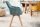 Bürostuhl drehbar Samt Holz in Petrol Natur Retro Design