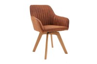 Chaise pivotante sans roulettes Tissu Bois R&eacute;tro...