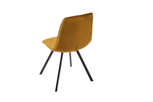 Chaise de salle à manger velours métal jaune noir sans accoudoirs