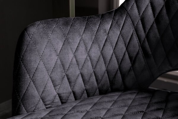 Chaise de bar avec dossier velours métal gris noir or VENUS