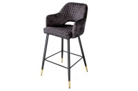 Chaise de bar avec dossier velours métal gris noir...