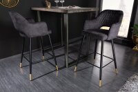 Chaise de bar avec dossier velours métal gris noir...